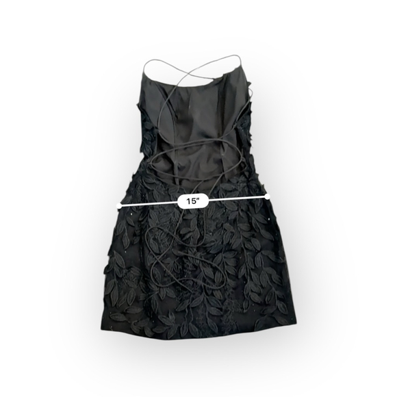 AMARRA 20116 Women's Black Homecoming Prom Floral Lace Mini Cocktail Dress Sz 4 - Picture 6 of 11